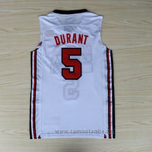 Camiseta USA 1992 Kevin Durant #5 Blanco